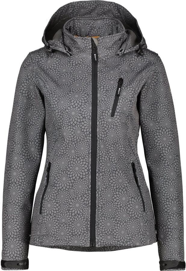 DEPROC Active Softshell-jack SHELBY PEAK DC licht softshell-jack met all-over-print en afneembare capuchon