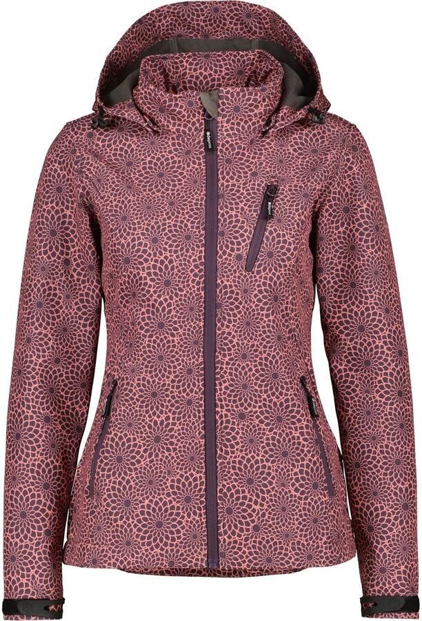 DEPROC Active Softshell-jack SHELBY PEAK DC licht softshell-jack met all-over-print en afneembare capuchon