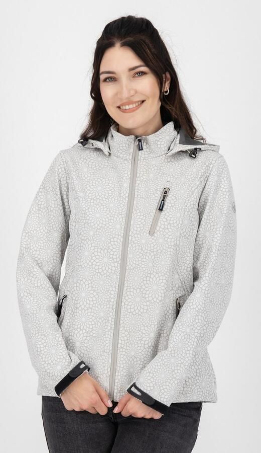 DEPROC Active Softshell-jack SHELBY PEAK DC licht softshell-jack met all-over-print en afneembare capuchon