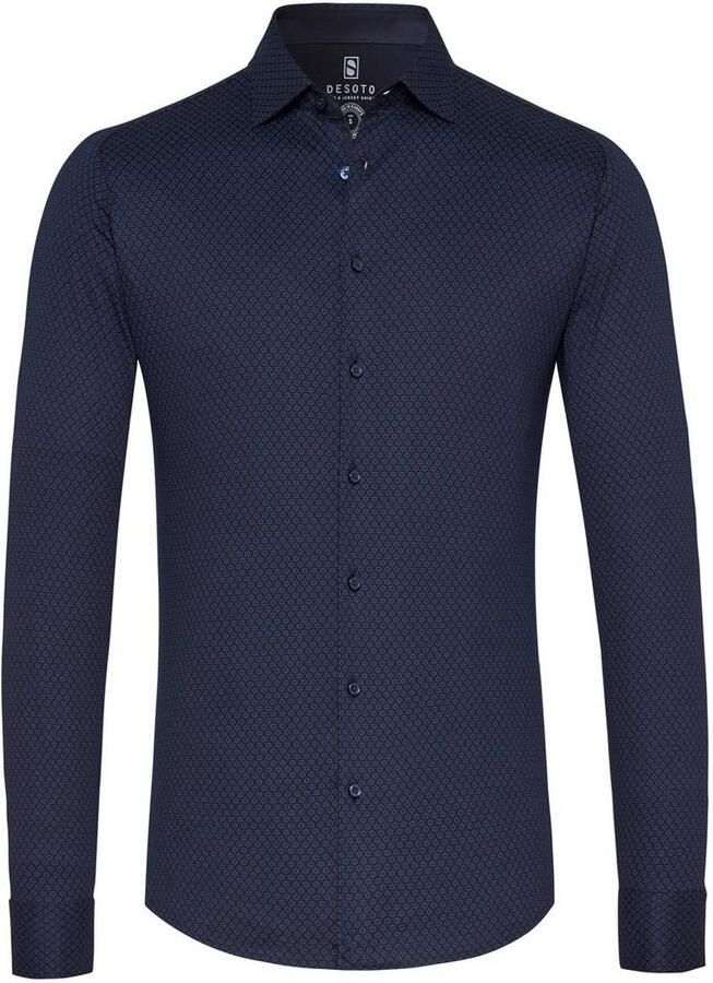 Desoto Businessoverhemd Jersey overhemd Casual Kent lange mouw Flexibele stretch met minimale print Kentkraag - Foto 3