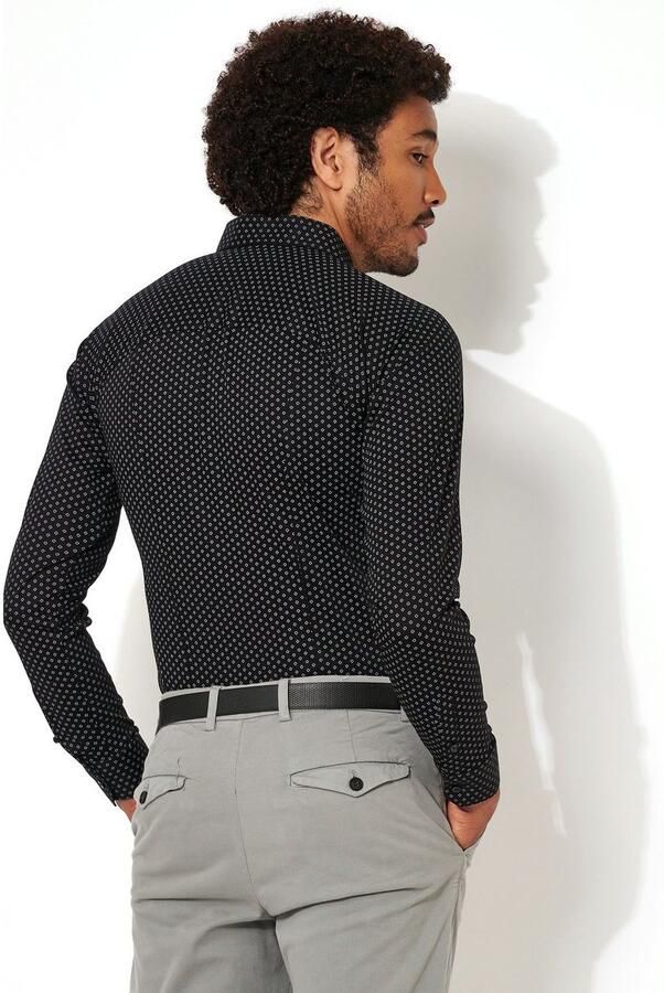 Desoto Businessoverhemd Jersey overhemd Casual Kent lange mouw Flexibele stretch met minimale print Kentkraag - Foto 3
