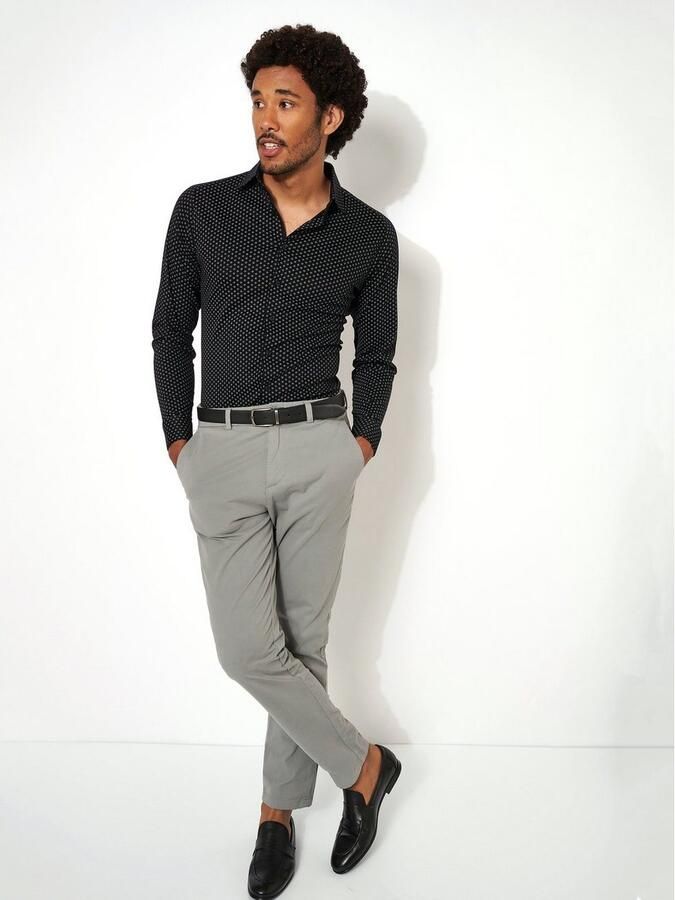 Desoto Businessoverhemd Jersey overhemd Casual Kent lange mouw Flexibele stretch met minimale print Kentkraag - Foto 2