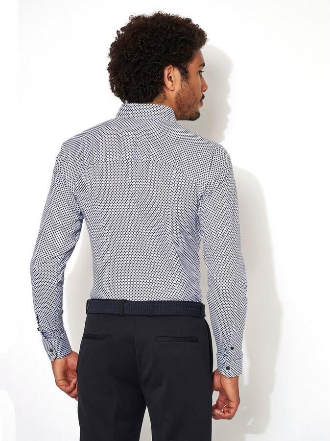 Desoto Businessoverhemd Jersey overhemd Casual Kent lange mouw Flexibele stretch met minimale print Kentkraag - Foto 3