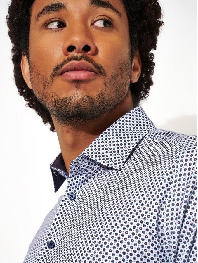 Desoto Businessoverhemd Jersey overhemd Casual Kent lange mouw Flexibele stretch met minimale print Kentkraag - Foto 2