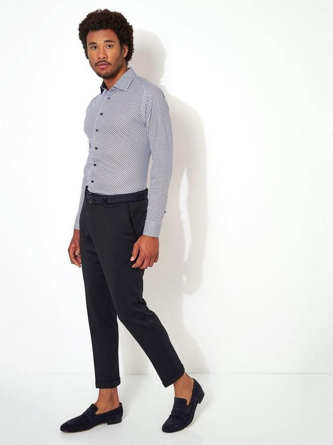 Desoto Businessoverhemd Jersey overhemd Casual Kent lange mouw Flexibele stretch met minimale print Kentkraag - Foto 4