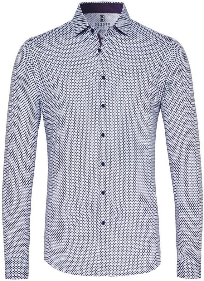 Desoto Businessoverhemd Jersey overhemd Casual Kent lange mouw Flexibele stretch met minimale print Kentkraag - Foto 5