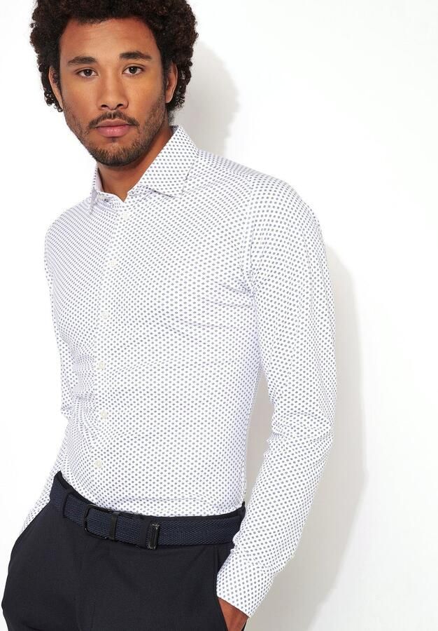 Desoto Businessoverhemd Jersey overhemd Casual Kent lange mouw Flexibele stretch met minimale print Kentkraag - Foto 5