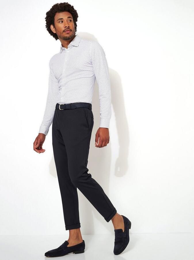 Desoto Businessoverhemd Jersey overhemd Casual Kent lange mouw Flexibele stretch met minimale print Kentkraag - Foto 3