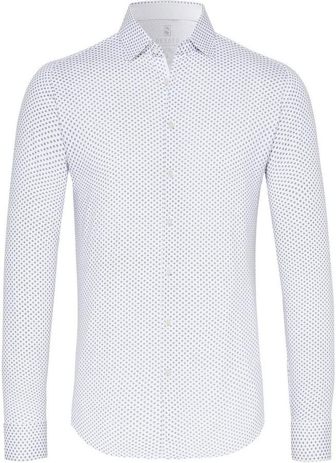 Desoto Businessoverhemd Jersey overhemd Casual Kent lange mouw Flexibele stretch met minimale print Kentkraag - Foto 4
