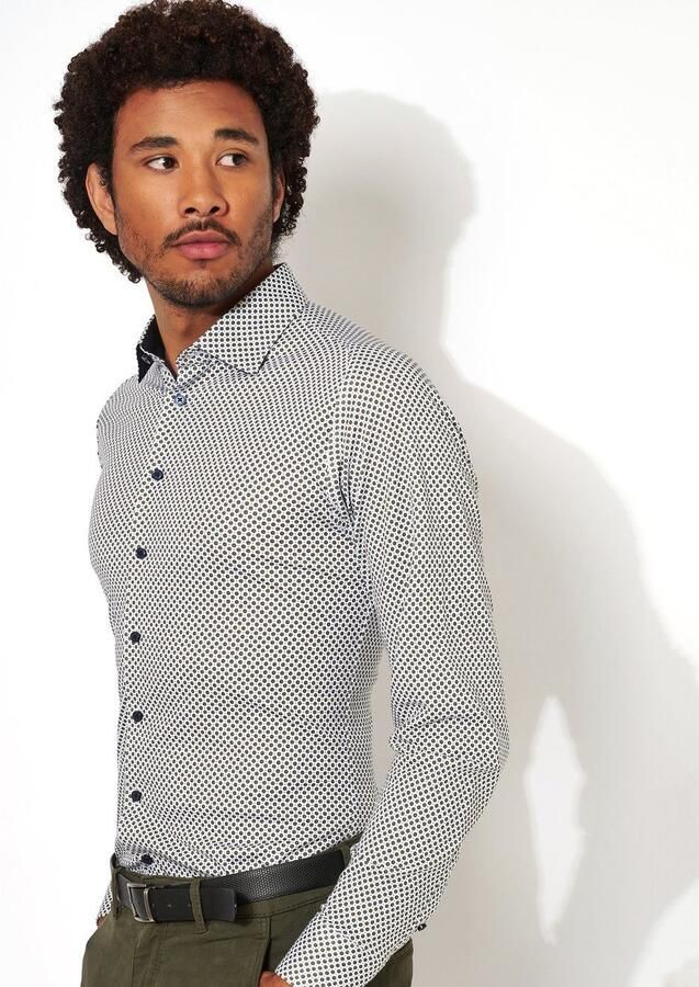 Desoto Businessoverhemd Jersey overhemd Casual Kent lange mouw Flexibele stretch met minimale print Kentkraag - Foto 5