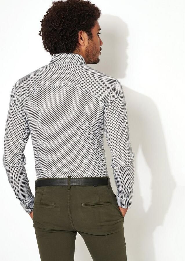 Desoto Businessoverhemd Jersey overhemd Casual Kent lange mouw Flexibele stretch met minimale print Kentkraag - Foto 4