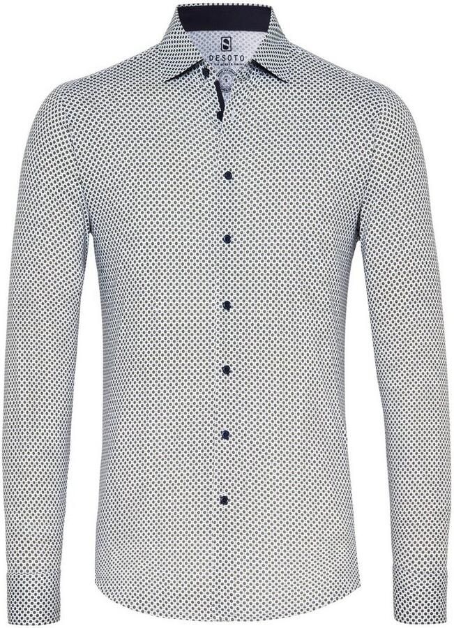 Desoto Businessoverhemd Jersey overhemd Casual Kent lange mouw Flexibele stretch met minimale print Kentkraag - Foto 3