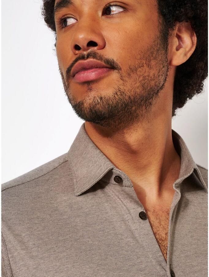 Desoto Overhemd Lange Mouw Overhemd Strijkvrij Modern Kent Lichtbruin - Foto 6