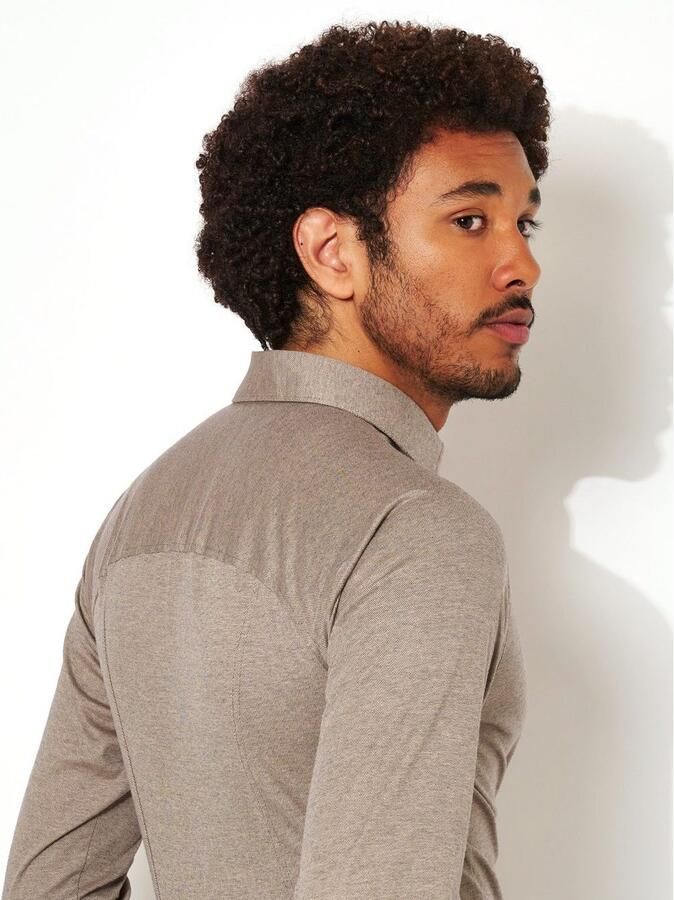 Desoto Overhemd Lange Mouw Overhemd Strijkvrij Modern Kent Lichtbruin - Foto 7