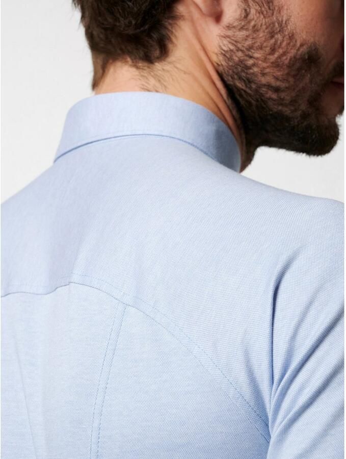 Desoto Overhemd Lange Mouw Overhemd Strijkvrij Kent Melange Lichtblauw - Foto 3