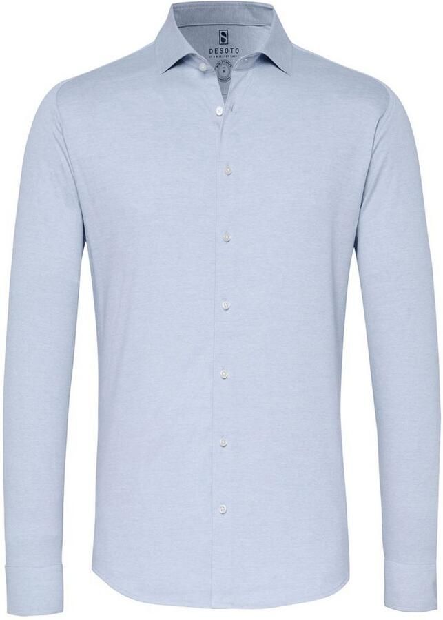 Desoto Overhemd Lange Mouw Overhemd Strijkvrij Kent Melange Lichtblauw - Foto 6