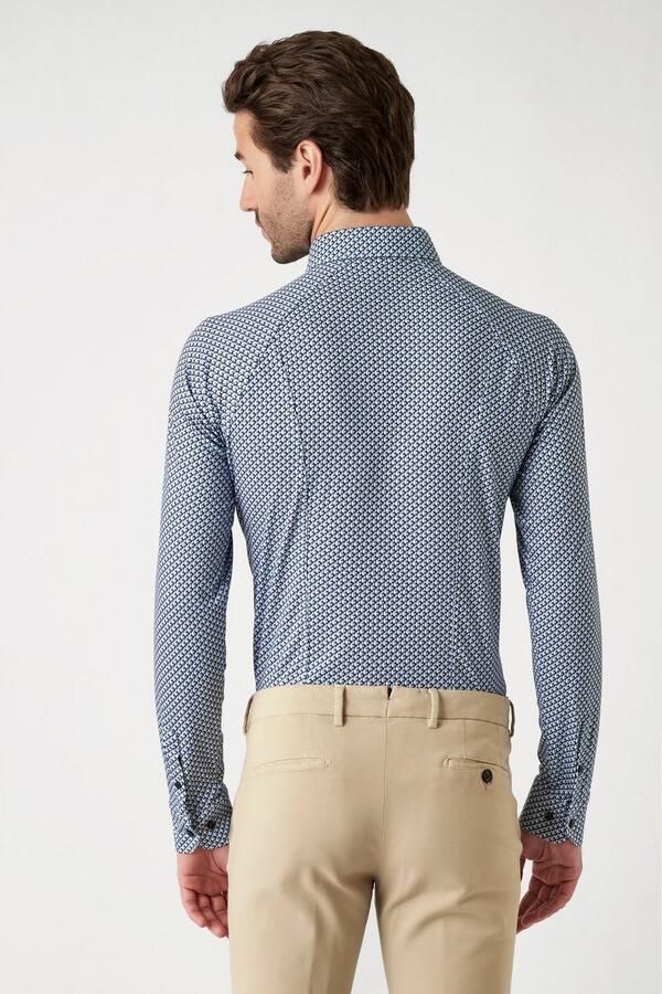 Desoto Overhemd met lange mouwen Jersey overhemd Casual Kent lange mouw Flexibele stretch met modieus allover-print - Foto 4