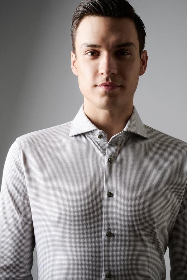 Desoto Overhemd Lange Mouw Essential Overhemd Hai Piqué Pied De Poule Beige - Foto 6