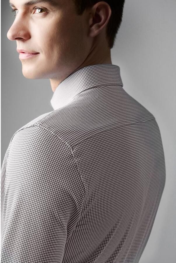 Desoto Overhemd Lange Mouw Essential Overhemd Hai Piqué Pied De Poule Beige - Foto 4