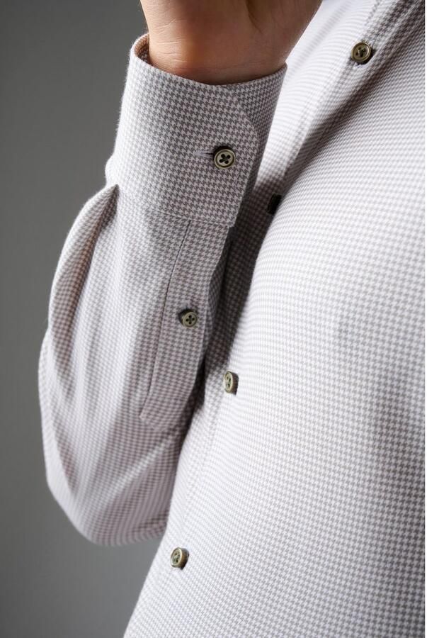 Desoto Overhemd Lange Mouw Essential Overhemd Hai Piqué Pied De Poule Beige - Foto 5