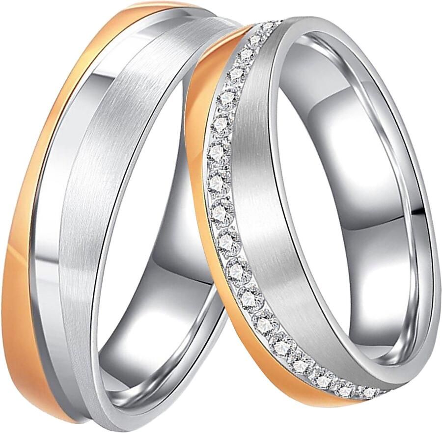 DOOSTI Trouwring Sieraden cadeau roestvrijstalen trouwring partnerring LIEBE - Foto 3