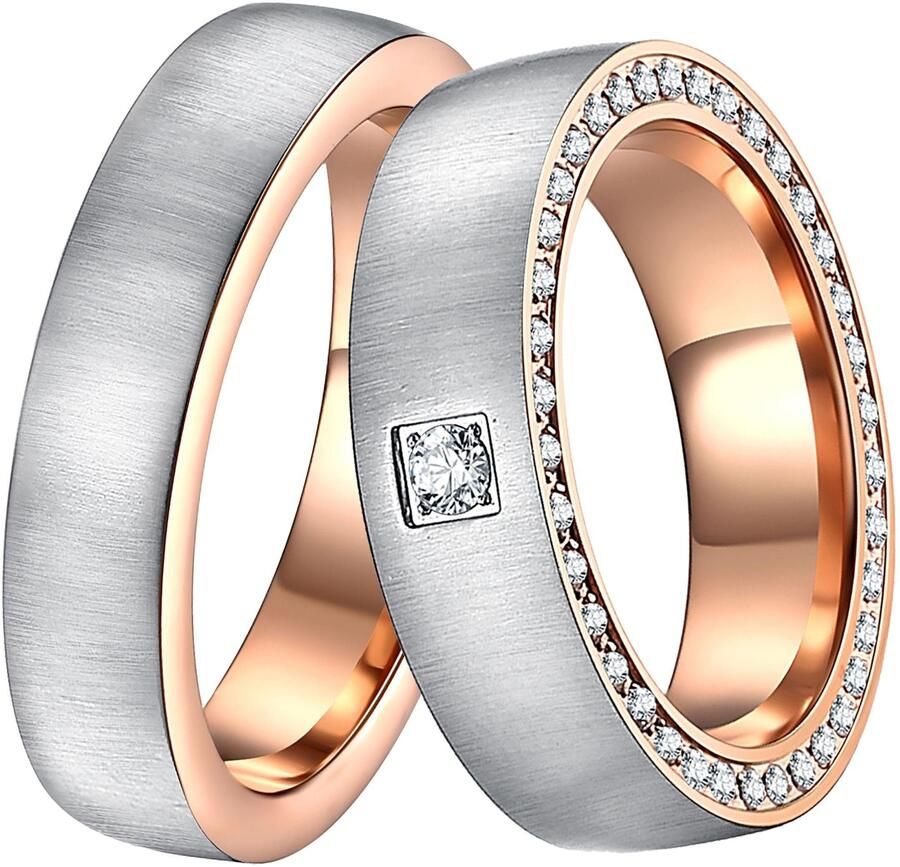 DOOSTI Trouwring Sieraden cadeau roestvrijstalen trouwring partnerring LIEBE - Foto 2