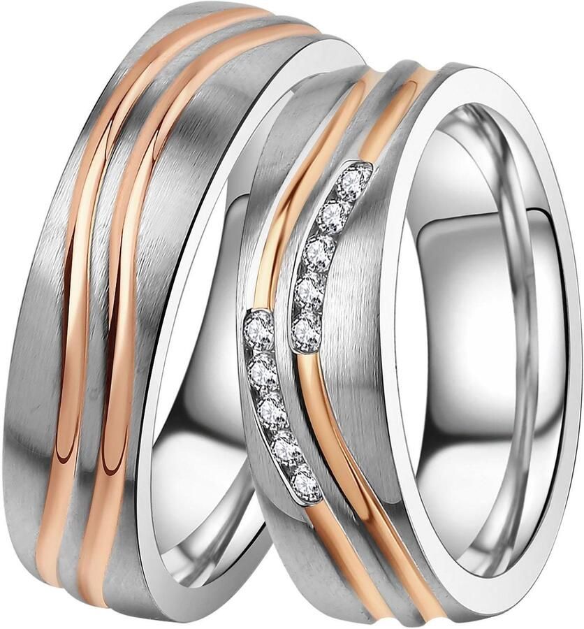 DOOSTI Trouwring Sieraden cadeau roestvrijstalen trouwring partnerring LIEBE - Foto 2