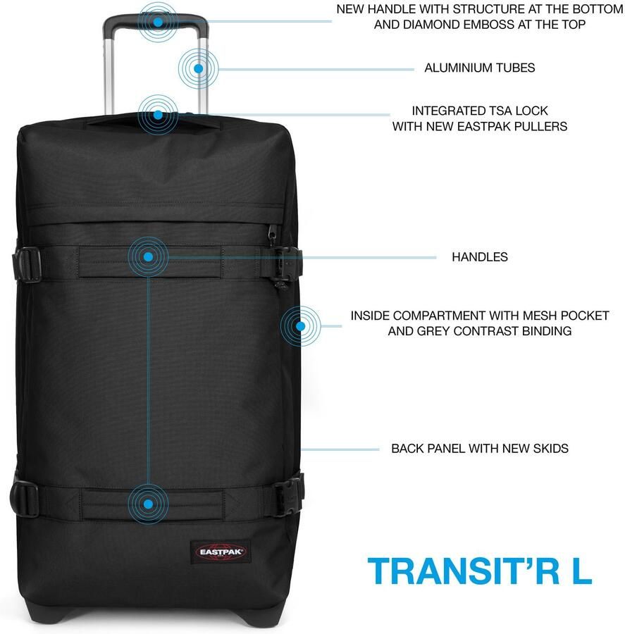 Eastpak Zachte bagage trolley TRANSIT'R L Reisbagage incheckbagage reiskoffer met TSA-slot reistas