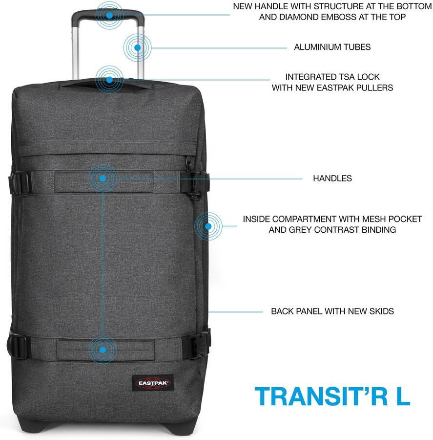 Eastpak Zachte bagage trolley TRANSIT'R L Reisbagage incheckbagage reiskoffer met TSA-slot reistas