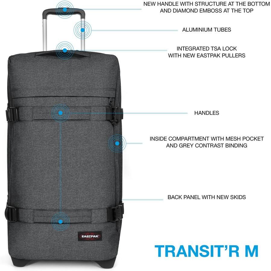 Eastpak Zachte bagage trolley TRANSIT'R M Reisbagage incheckbagage reiskoffer met TSA-slot reistas