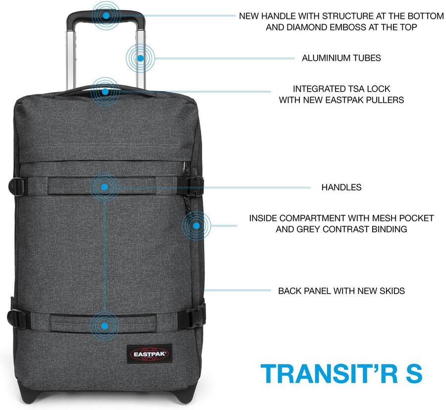 Eastpak Zachte bagage trolley TRANSIT'R S Handbagage-koffer reis bagage koffer met TSA-slot reistas - Foto 3