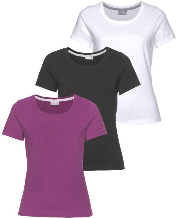 Eastwind T-shirt Korte mouw heup-lang voor vrije tijd van katoen (3-delig Set van 3)