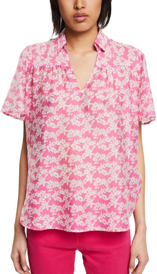 Edc by Esprit Gedessineerde blouse in iets transparante look
