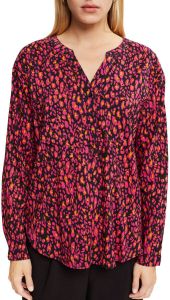 Edc by Esprit Gedessineerde blouse met korte knoopsluiting