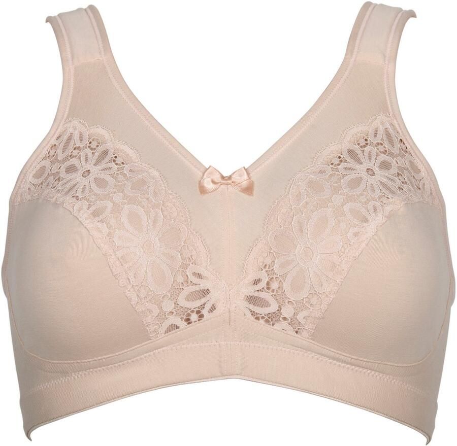 Elbrina Beugelloze-bh met kant met strik brede bandjes zonder beugel katoenmix (1-delig) - Foto 5