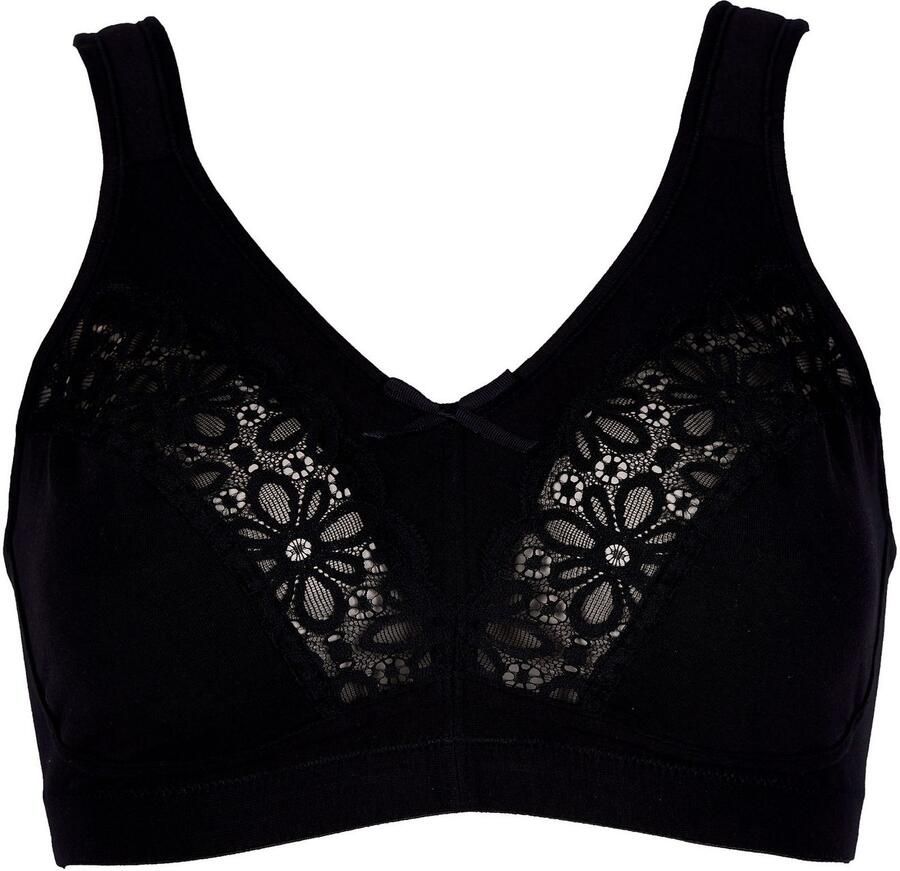 Elbrina Beugelloze-bh met kant met strik brede bandjes zonder beugel katoenmix (1-delig)