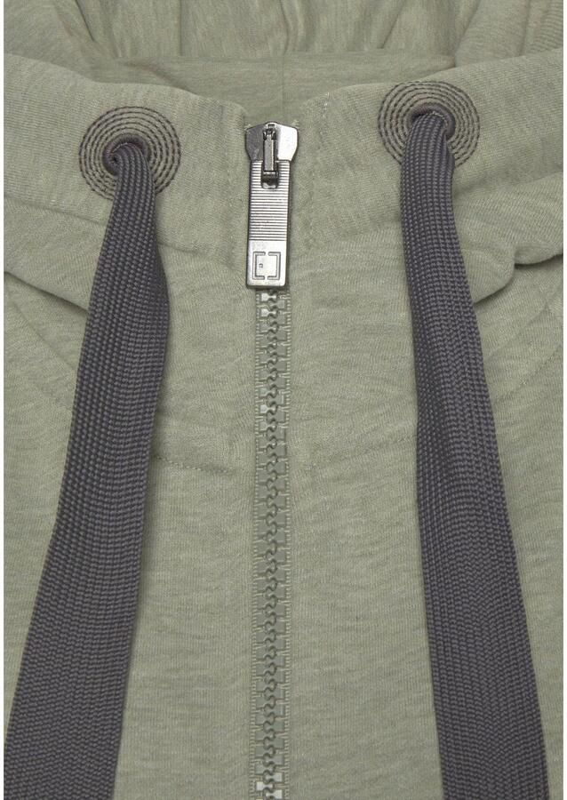 Elbsand Capuchonsweatvest Kelina met logo-borduurwerk op de capuchon comfortabele vrijetijdjack met zakken