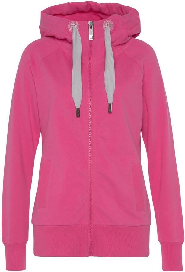 Elbsand Capuchonsweatvest Kria met logoprint achter casual vrijetijdjack met zakken - Foto 4