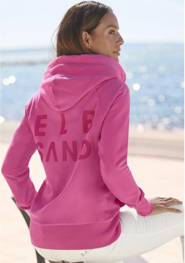 Elbsand Capuchonsweatvest Kria met logoprint achter casual vrijetijdjack met zakken - Foto 3