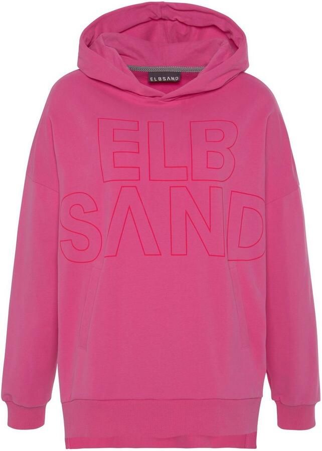 Elbsand Hoodie Lioba in oversized-fit hoodie met zak en logoprint aan de voorkant