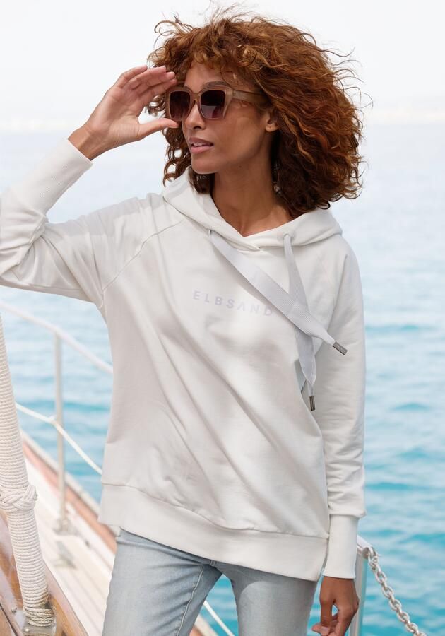 Elbsand Hoodie Svana met logoprint comfortabele hoodie zijslitsen - Foto 7