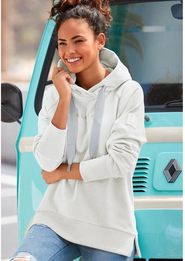 Elbsand Hoodie Svana met logoprint comfortabele hoodie zijslitsen - Foto 4