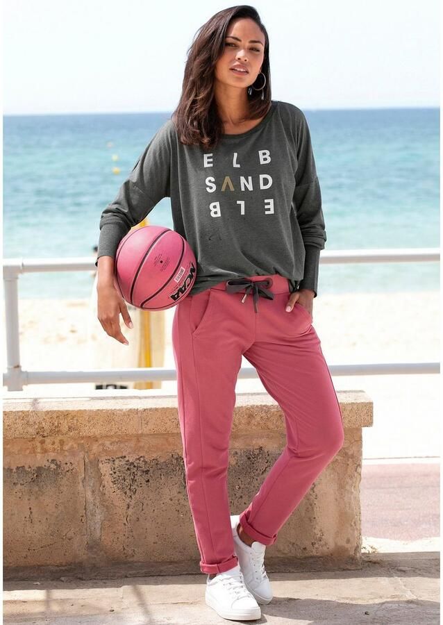 Elbsand Longsleeve Ingrun met logoprint op de voorkant shirt met lange mouwen van een katoenmix sportief-casual - Foto 5