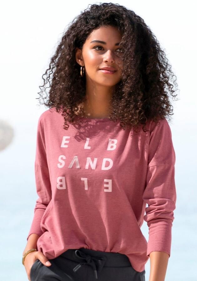 Elbsand Longsleeve Ingrun met logoprint op de voorkant shirt met lange mouwen van een katoenmix sportief-casual - Foto 5
