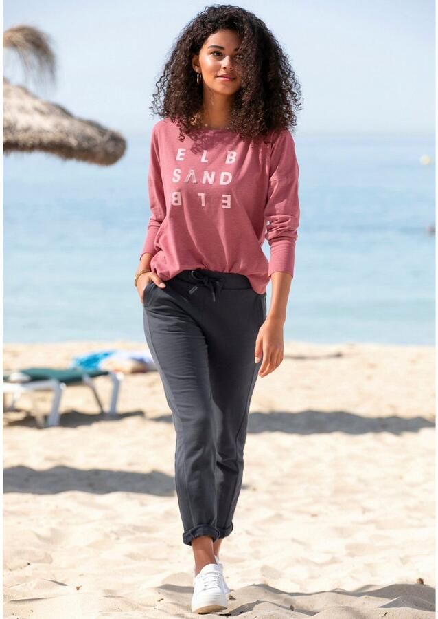 Elbsand Longsleeve Ingrun met logoprint op de voorkant shirt met lange mouwen van een katoenmix sportief-casual - Foto 2