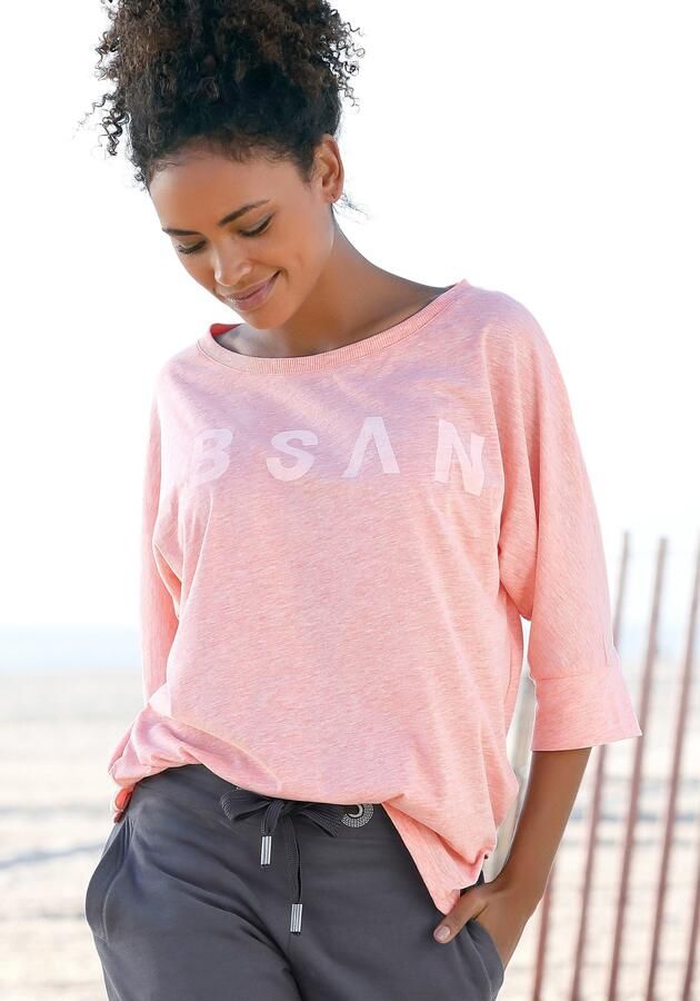 Elbsand Shirt met 3 4-mouwen IDUNA in gemêleerde look met logoprint op de voorkant katoenmix losse pasvorm - Foto 6