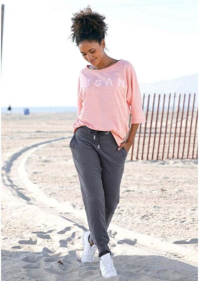 Elbsand Shirt met 3 4-mouwen IDUNA in gemêleerde look met logoprint op de voorkant katoenmix losse pasvorm - Foto 3