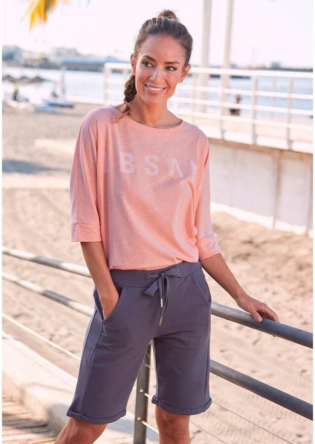 Elbsand Shirt met 3 4-mouwen IDUNA in gemêleerde look met logoprint op de voorkant katoenmix losse pasvorm - Foto 4