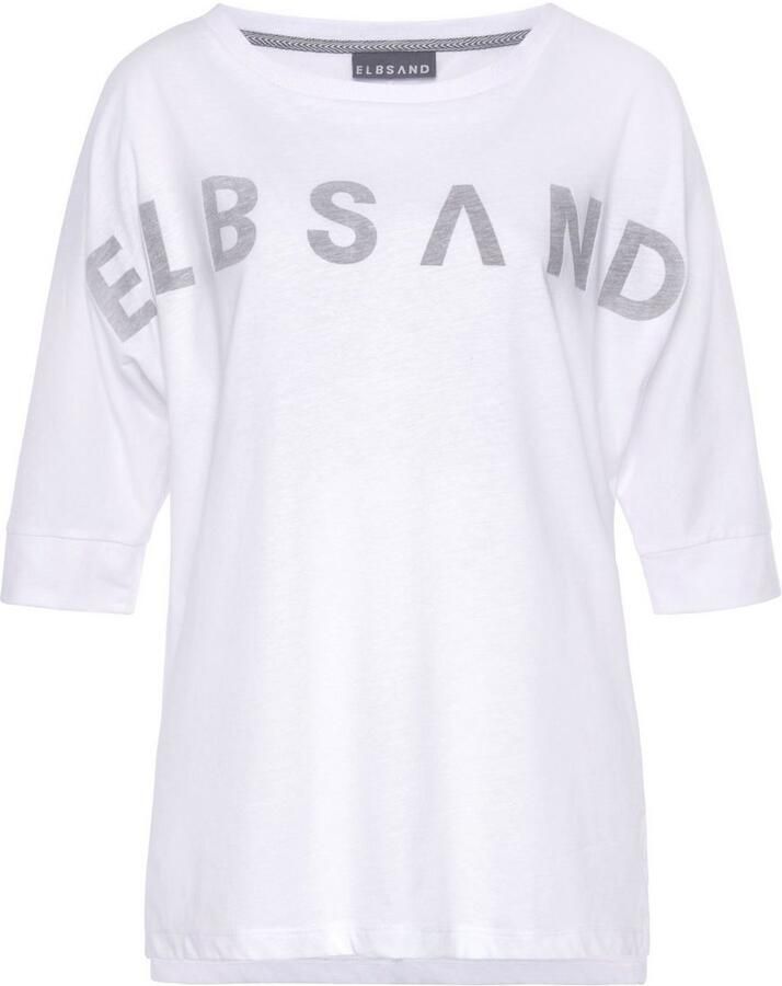 Elbsand Shirt met 3 4-mouwen IDUNA met logoprint katoenmix losse pasvorm