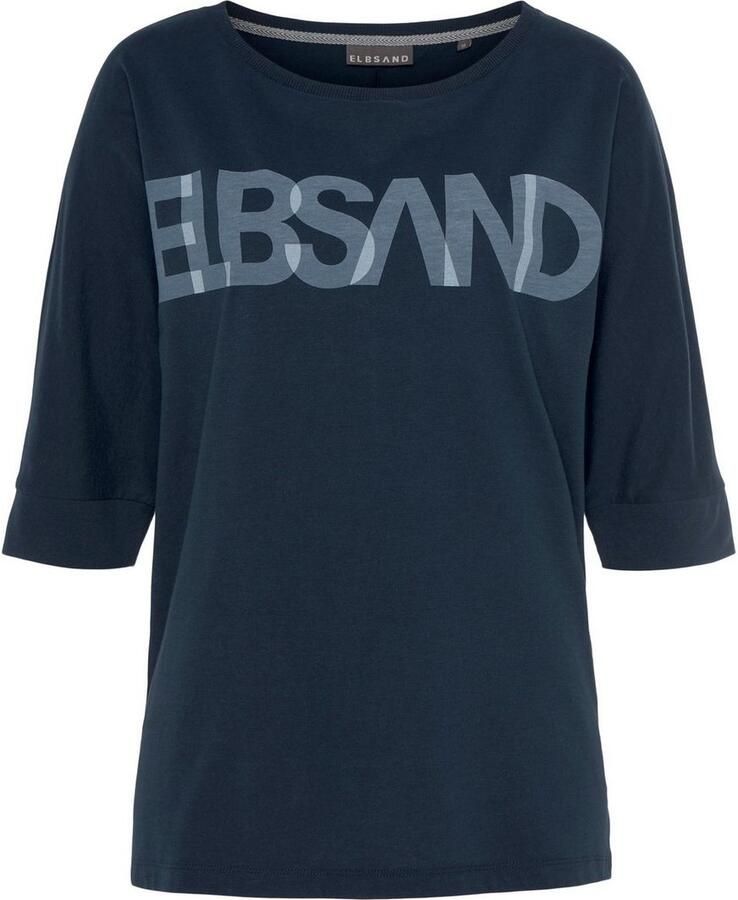 Elbsand Shirt met 3 4-mouwen met logoprint katoenmix losse pasvorm